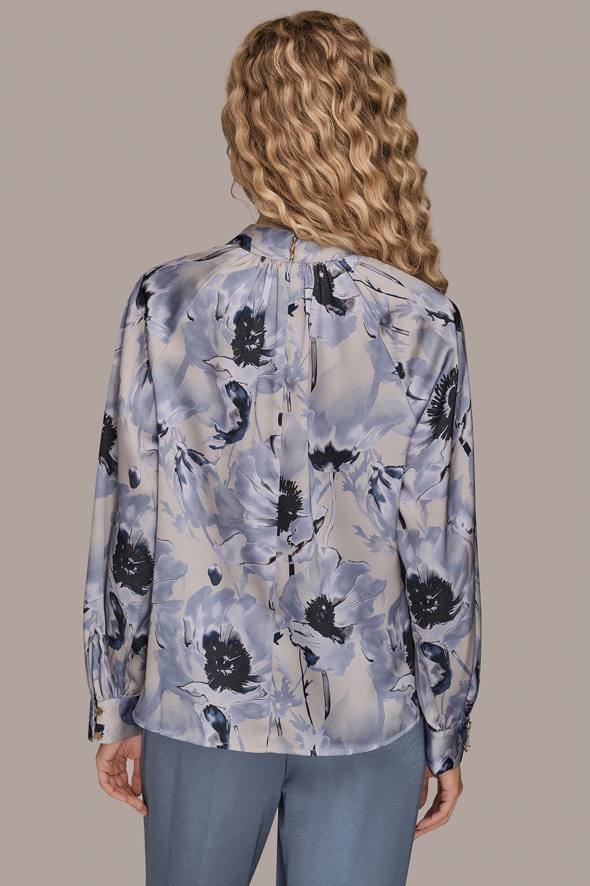 BUTTON-NECK BLOUSE - VAPOR/TEMPEST MULTI