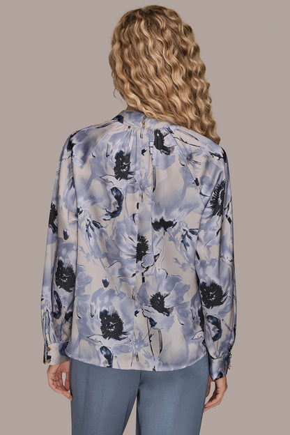 BUTTON-NECK BLOUSE - VAPOR/TEMPEST MULTI