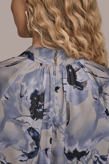 BUTTON-NECK BLOUSE - VAPOR/TEMPEST MULTI
