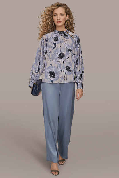 BUTTON-NECK BLOUSE - VAPOR/TEMPEST MULTI