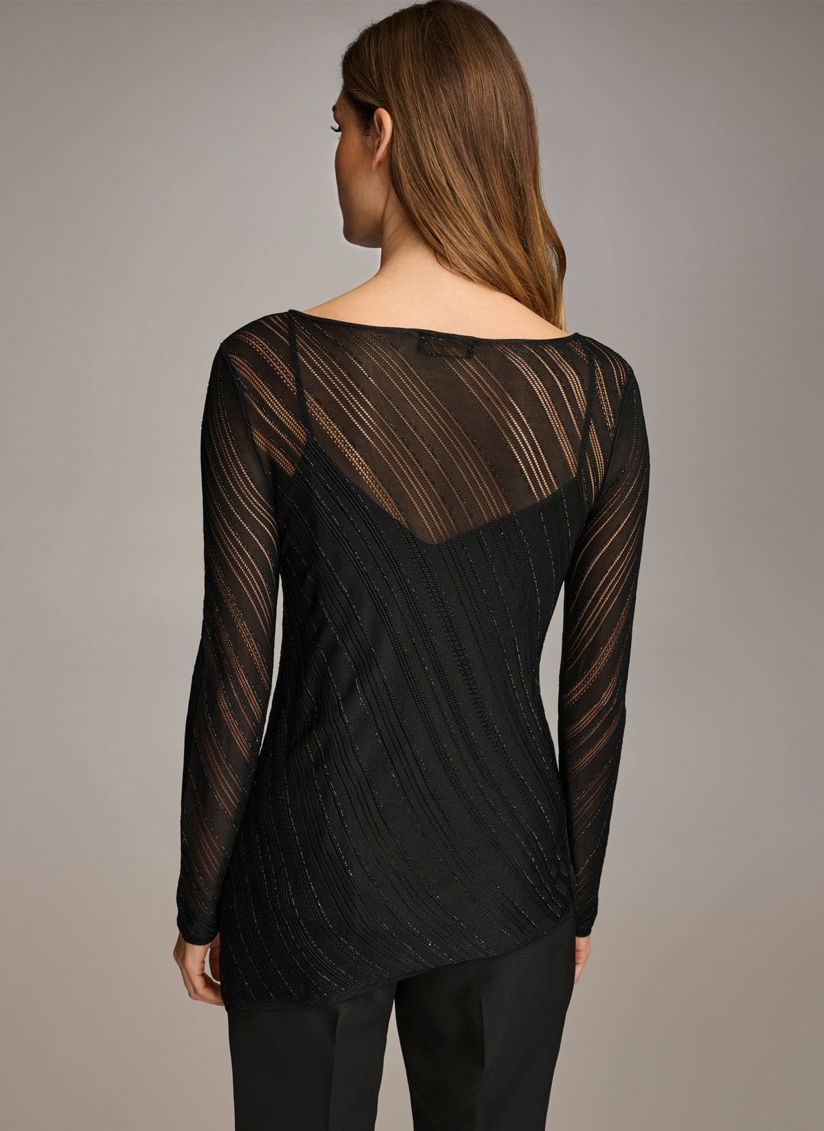 SHEER TOP WITH SHIMMER - Black
