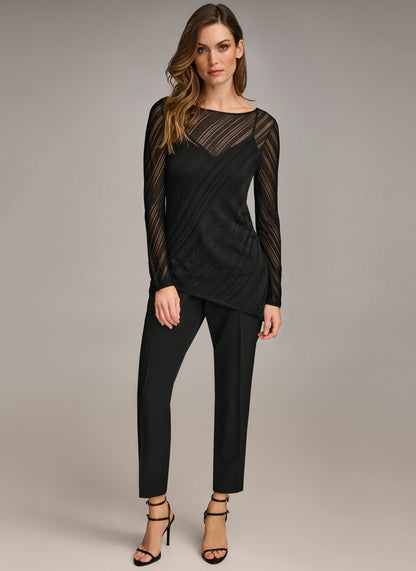 SHEER TOP WITH SHIMMER - Black