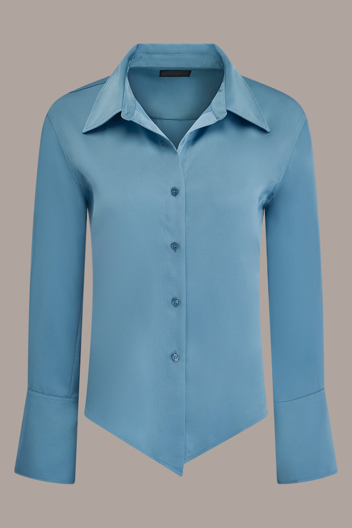 SATIN HIGH-LOW BLOUSE - Washed Indigo