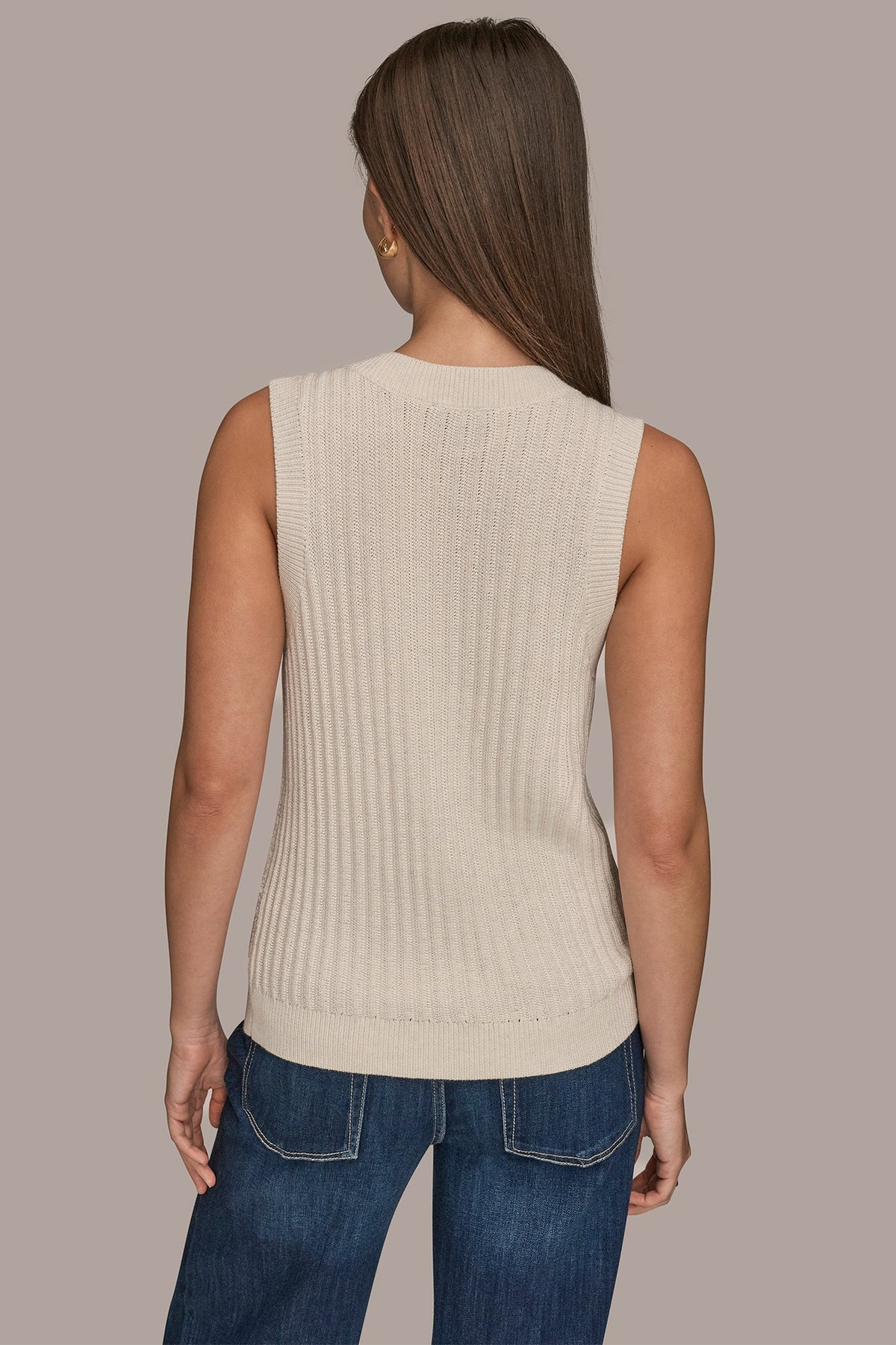 LOOP STITCH SWEATER VEST - CREAM/SILVER