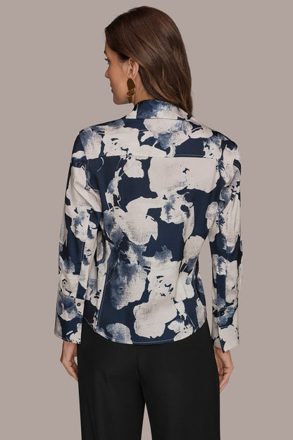 FLORAL PRINT HIGH-LOW BLOUSE - Nightfall Multi