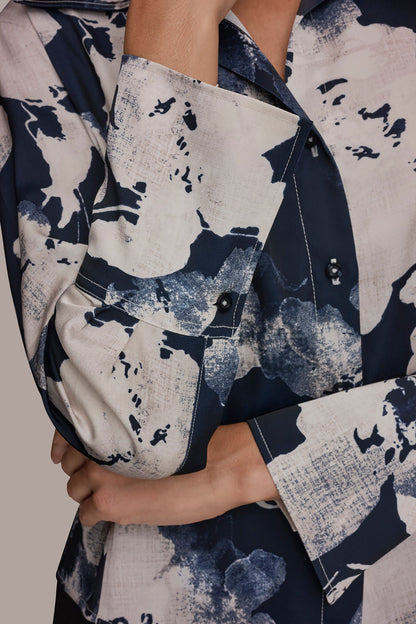 FLORAL PRINT HIGH-LOW BLOUSE - Nightfall Multi