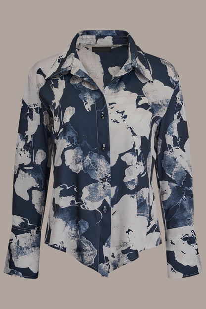 FLORAL PRINT HIGH-LOW BLOUSE - Nightfall Multi