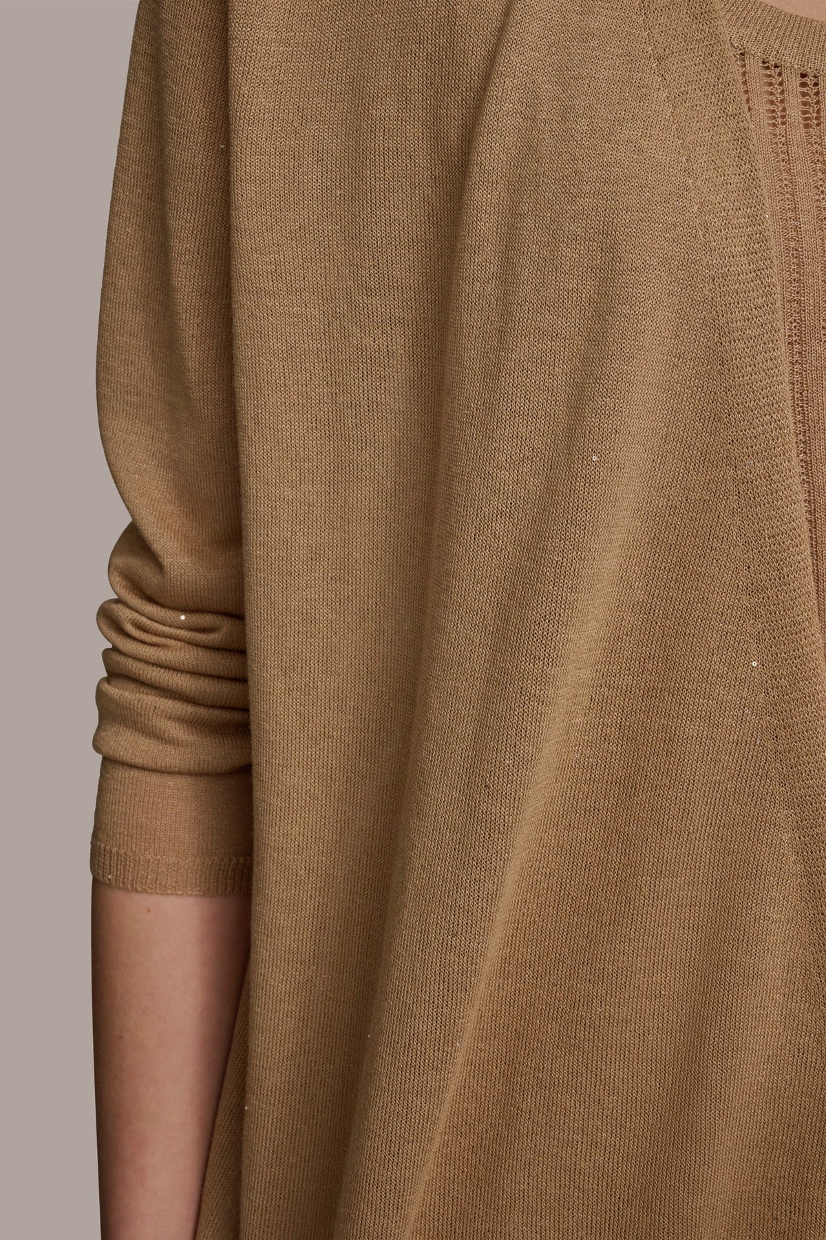 LONG SLEEVE RIB OPEN CARDIGAN - Hazelnut