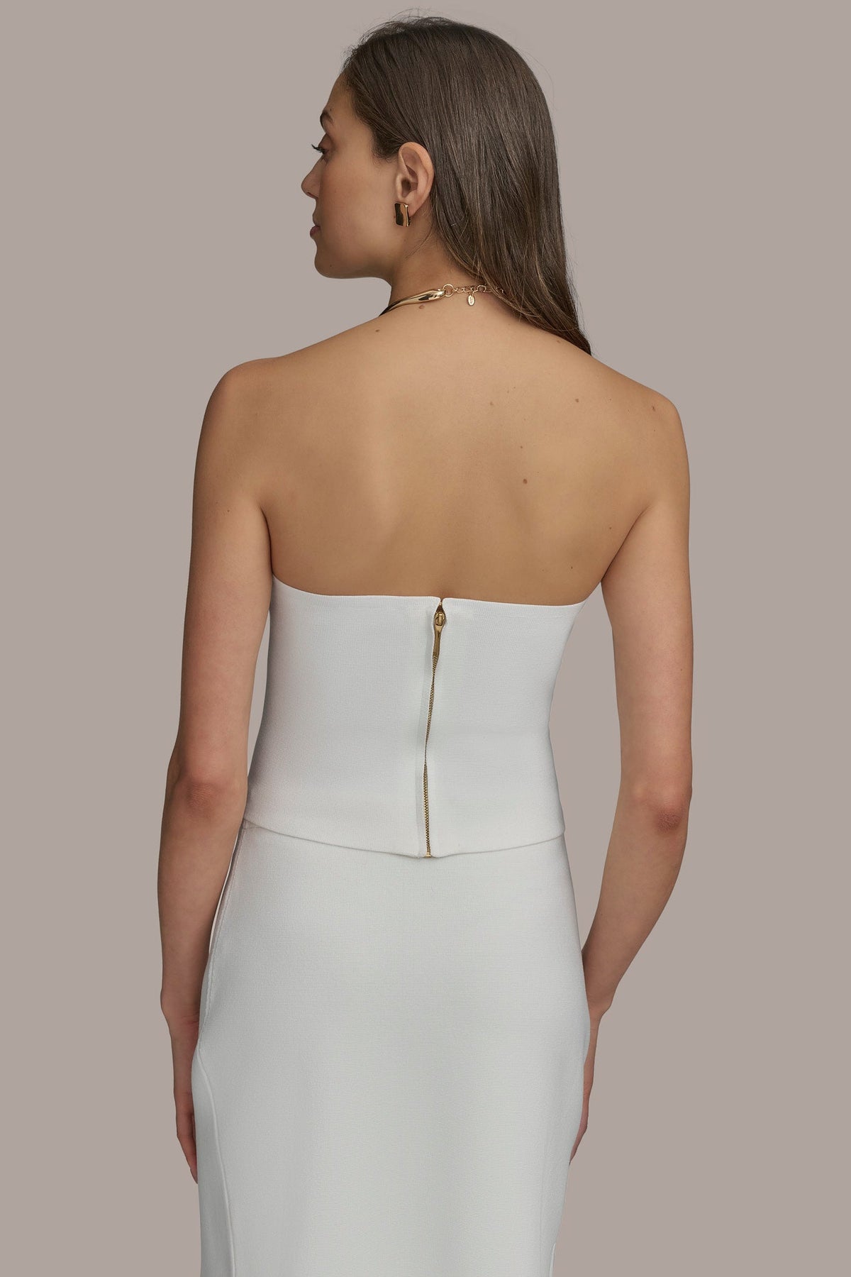 SWEATER BANDEAU TOP - CREAM