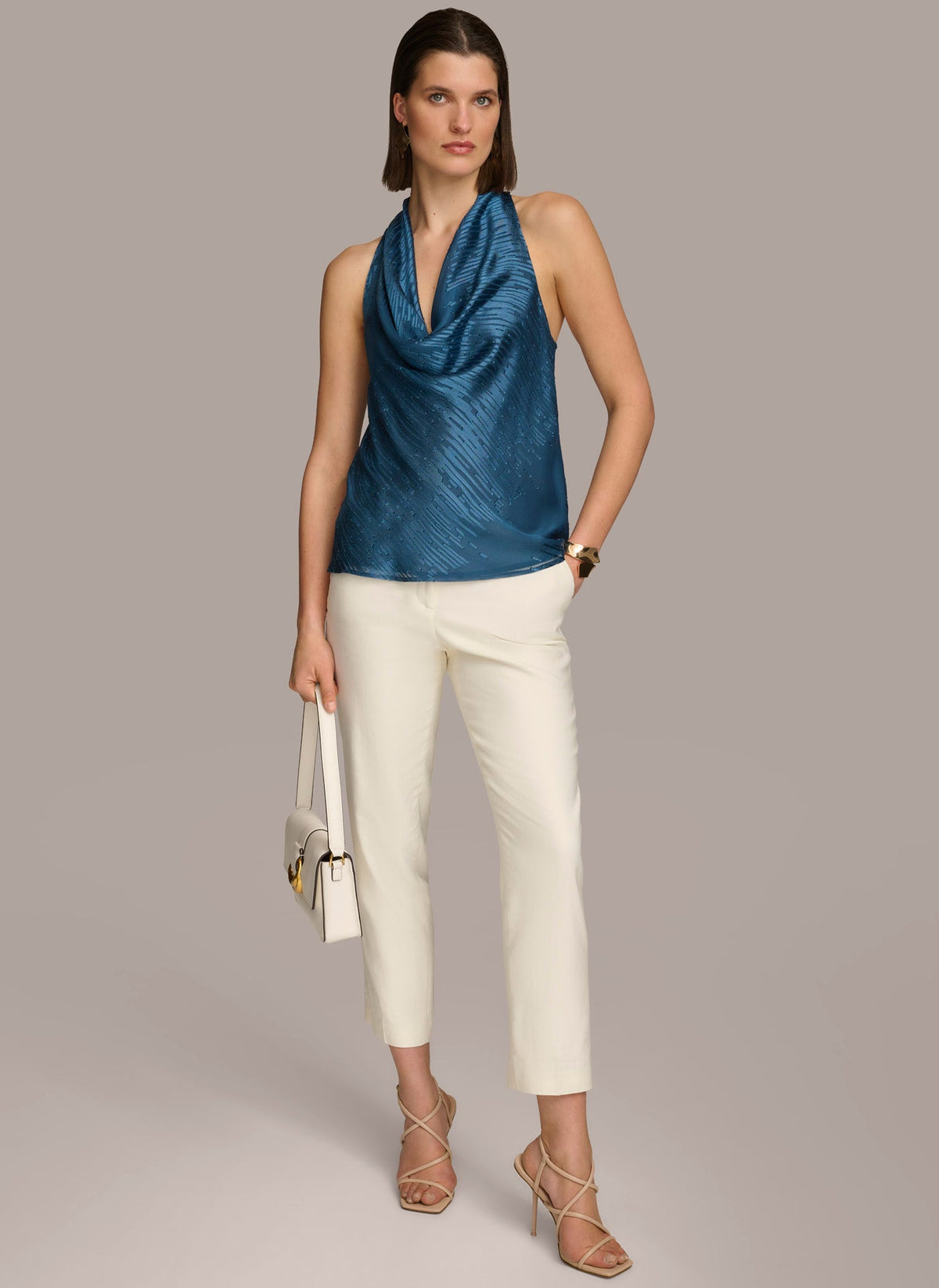 BURNOUT COWL NECK TOP - Tide Navy