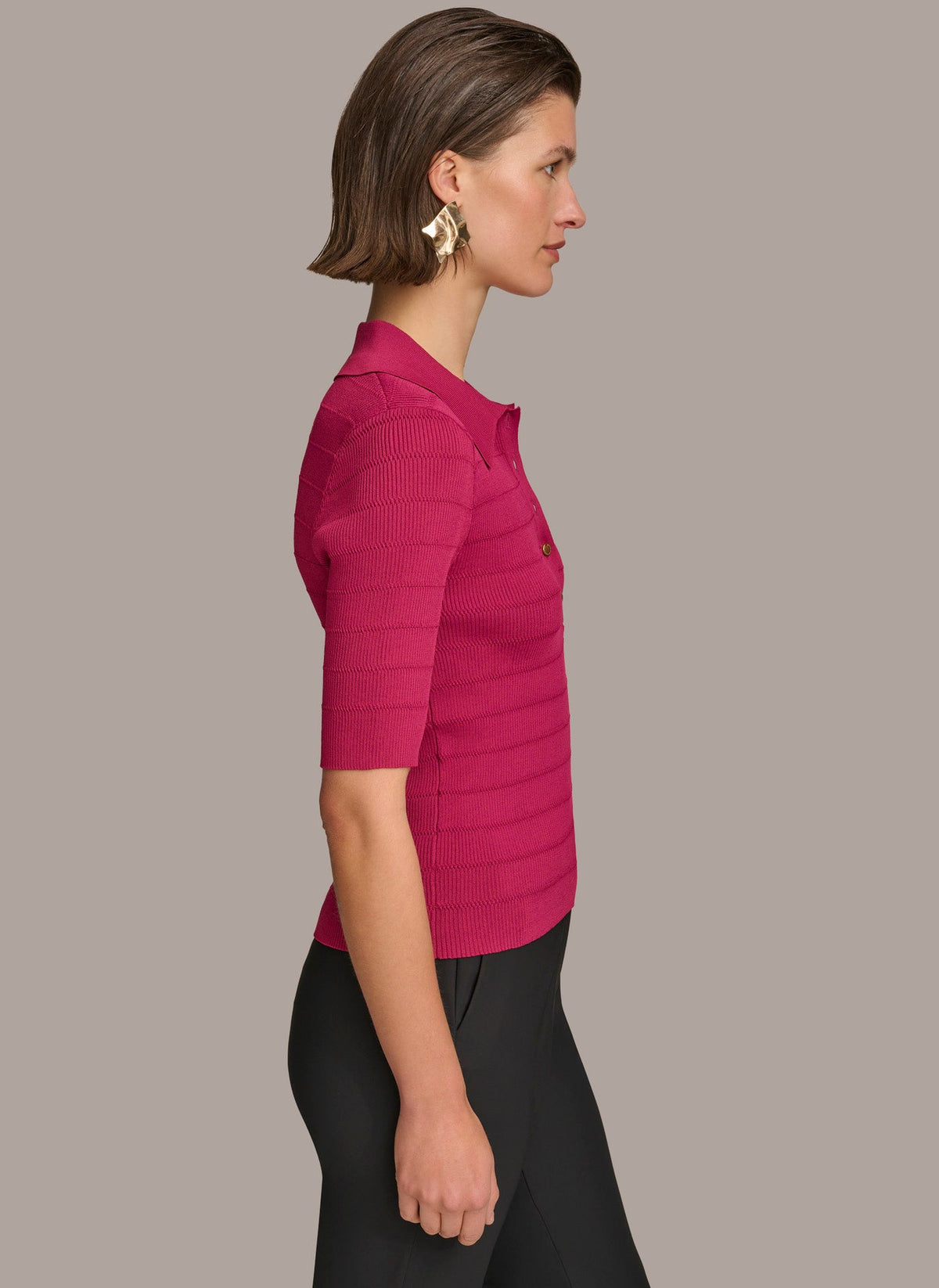 COLLAR BUTTON TOP - CACTUS FLOWER