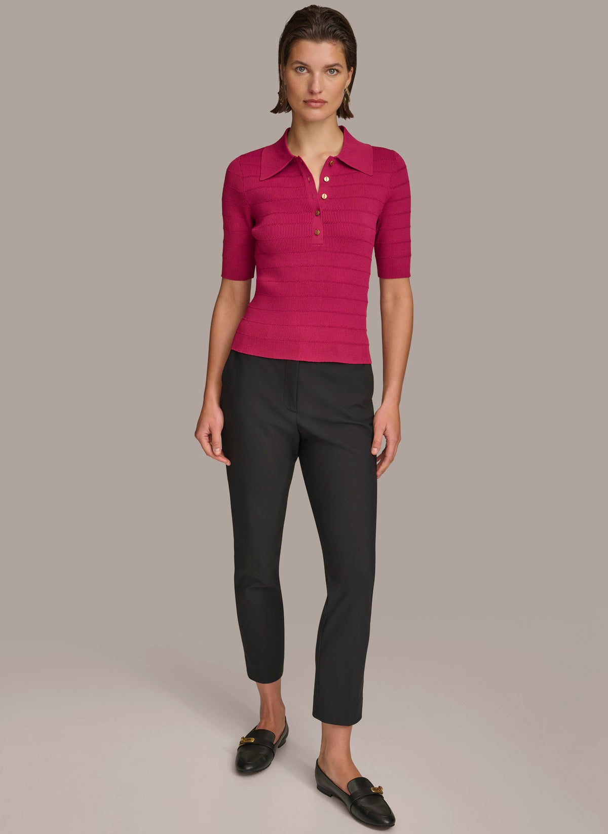 COLLAR BUTTON TOP - CACTUS FLOWER