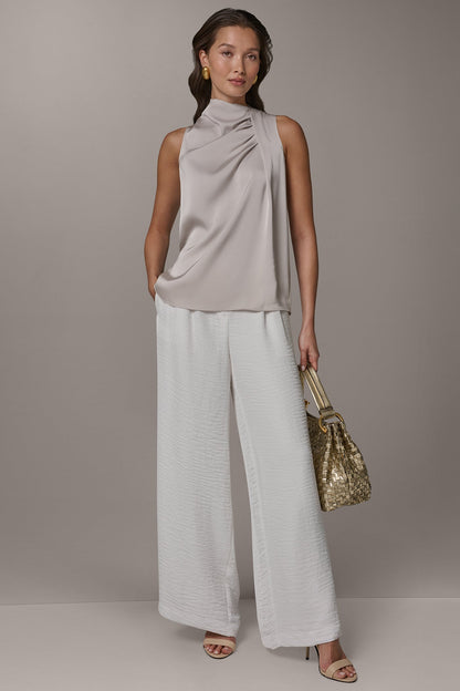 TWIST DRAPE SHOULDER BLOUSE - Tuscan Grey