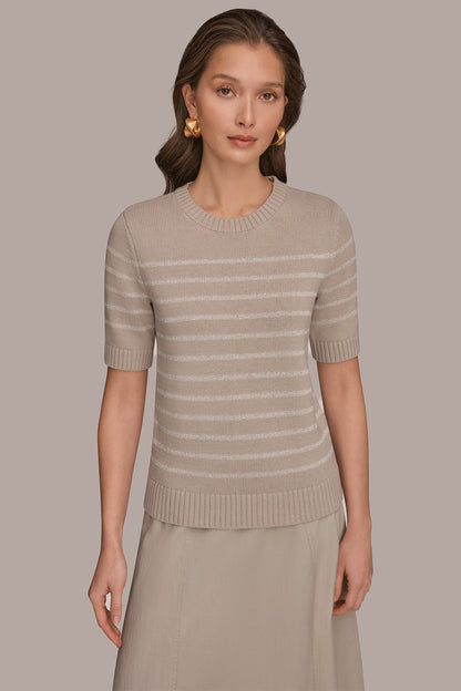 SEQUIN STRIPE SWEATER - Tuscan Grey