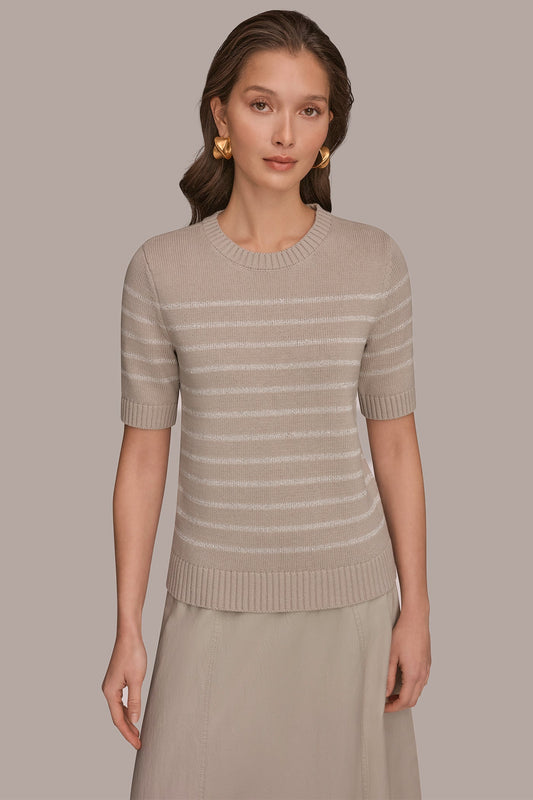 SEQUIN STRIPE SWEATER - Tuscan Grey