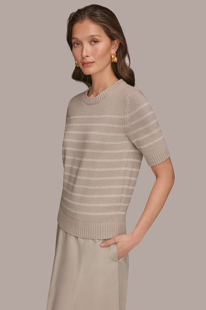 SEQUIN STRIPE SWEATER - Tuscan Grey