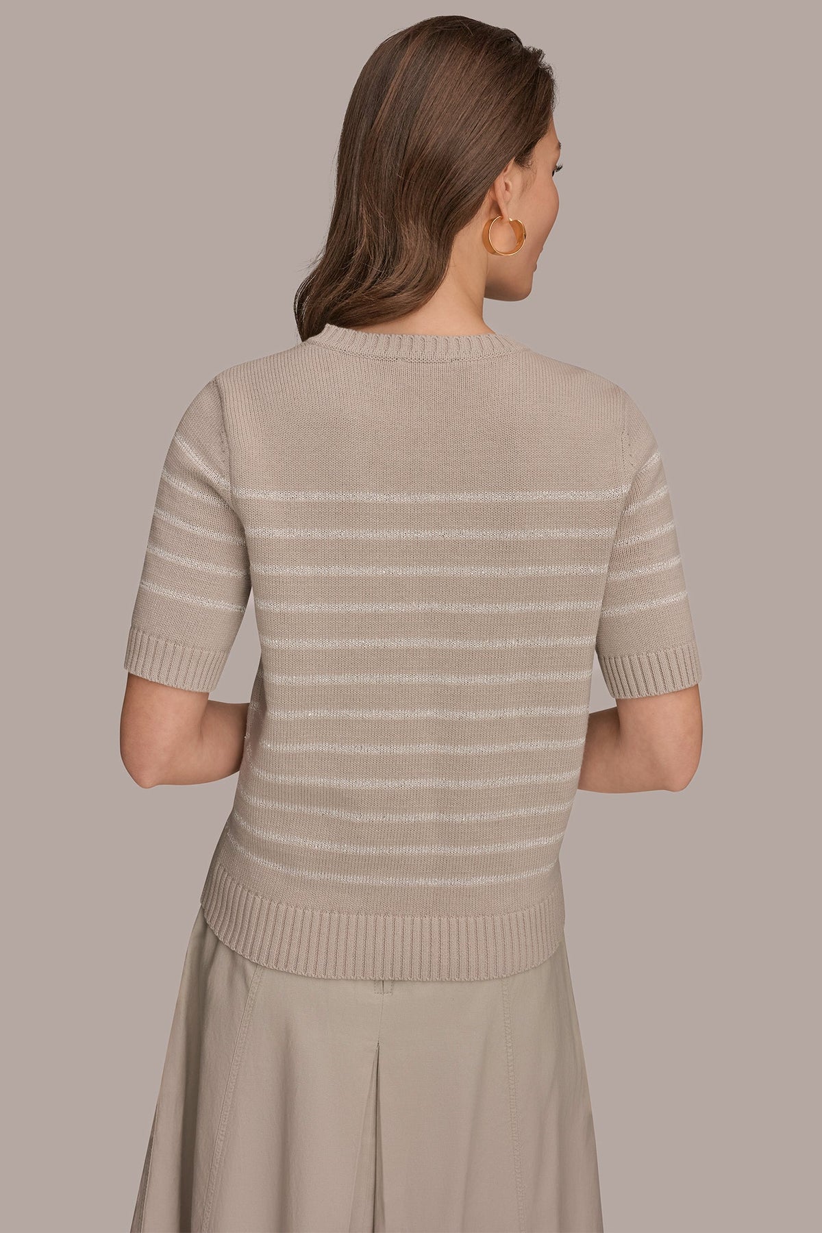 SEQUIN STRIPE SWEATER - Tuscan Grey