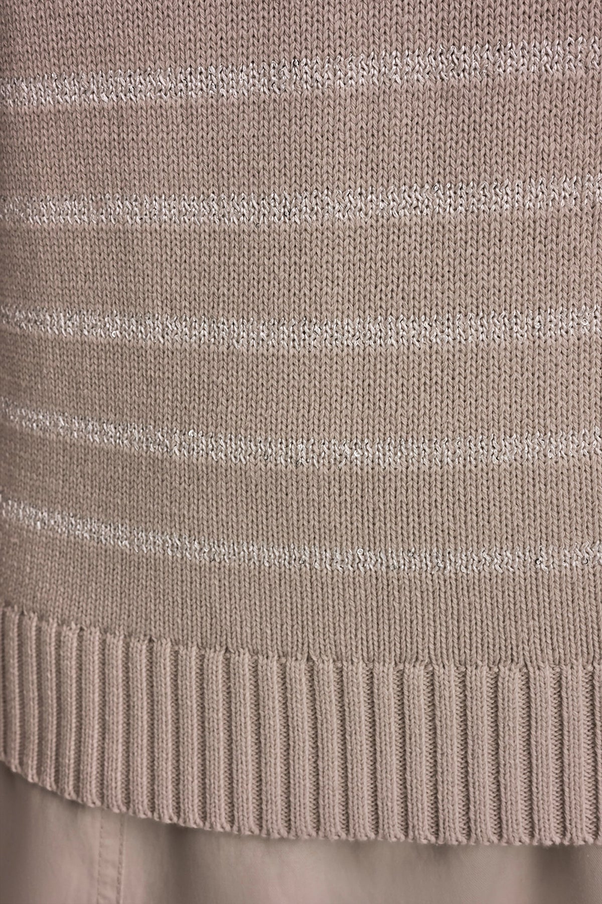 SEQUIN STRIPE SWEATER - Tuscan Grey
