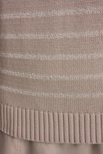 SEQUIN STRIPE SWEATER - Tuscan Grey