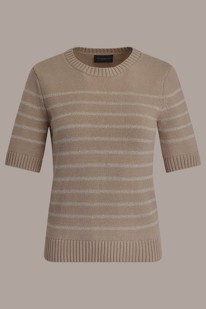 SEQUIN STRIPE SWEATER - Tuscan Grey