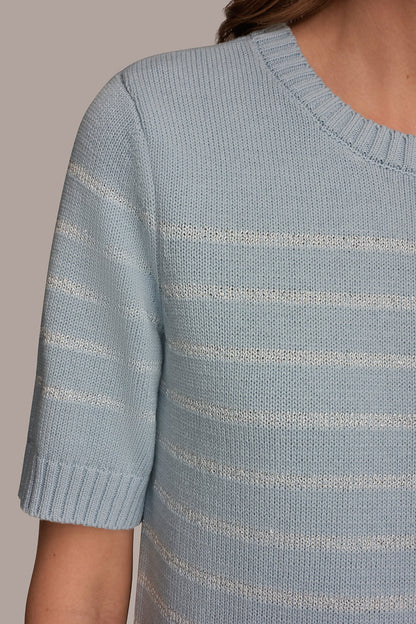 SEQUIN STRIPE SWEATER - Sea Mist