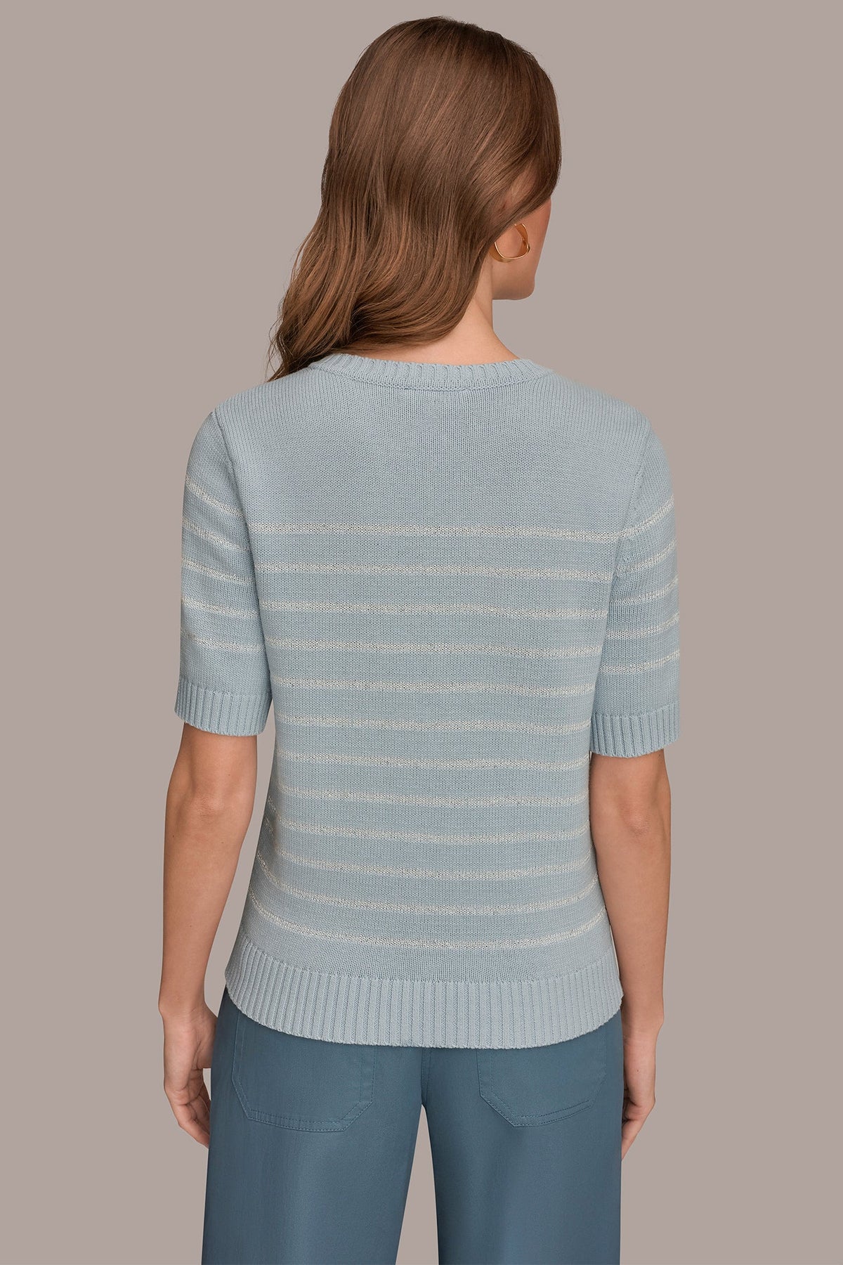 SEQUIN STRIPE SWEATER - Sea Mist