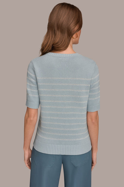 SEQUIN STRIPE SWEATER - Sea Mist