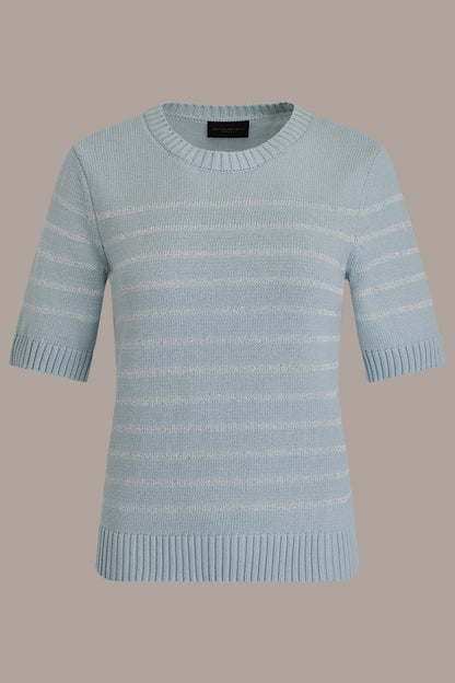 SEQUIN STRIPE SWEATER - Sea Mist