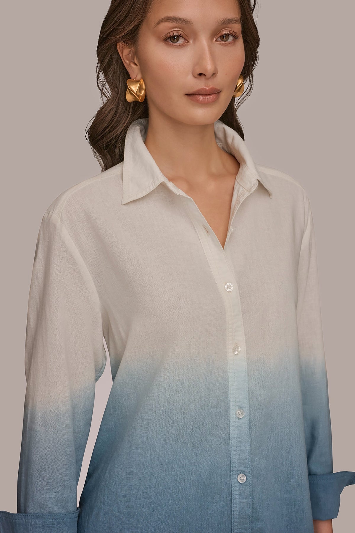 LINEN-BLEND DIP-DYED STRIPED SHIRT - Washed Indigo Dip Dye