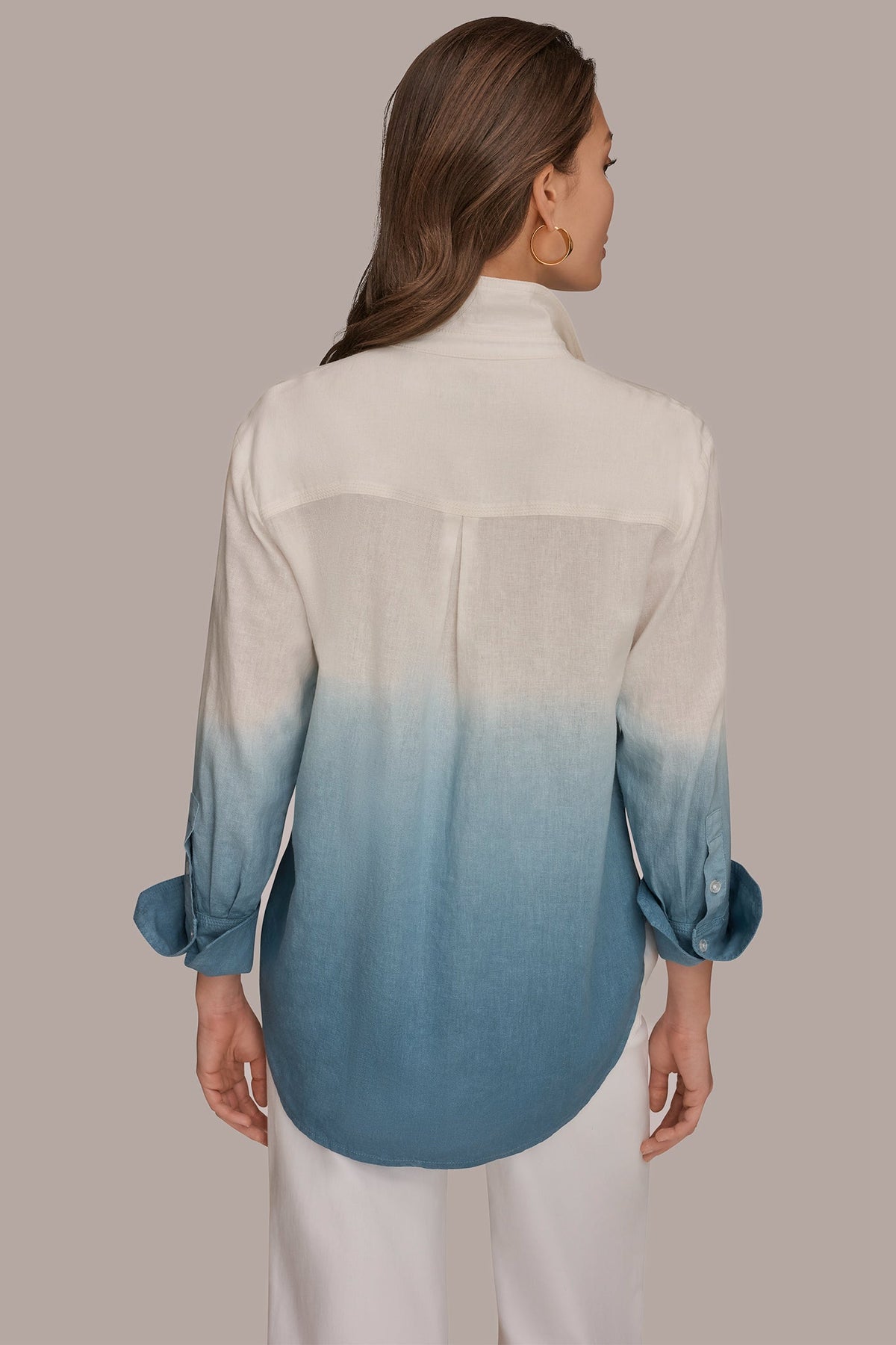 LINEN-BLEND DIP-DYED STRIPED SHIRT - Washed Indigo Dip Dye