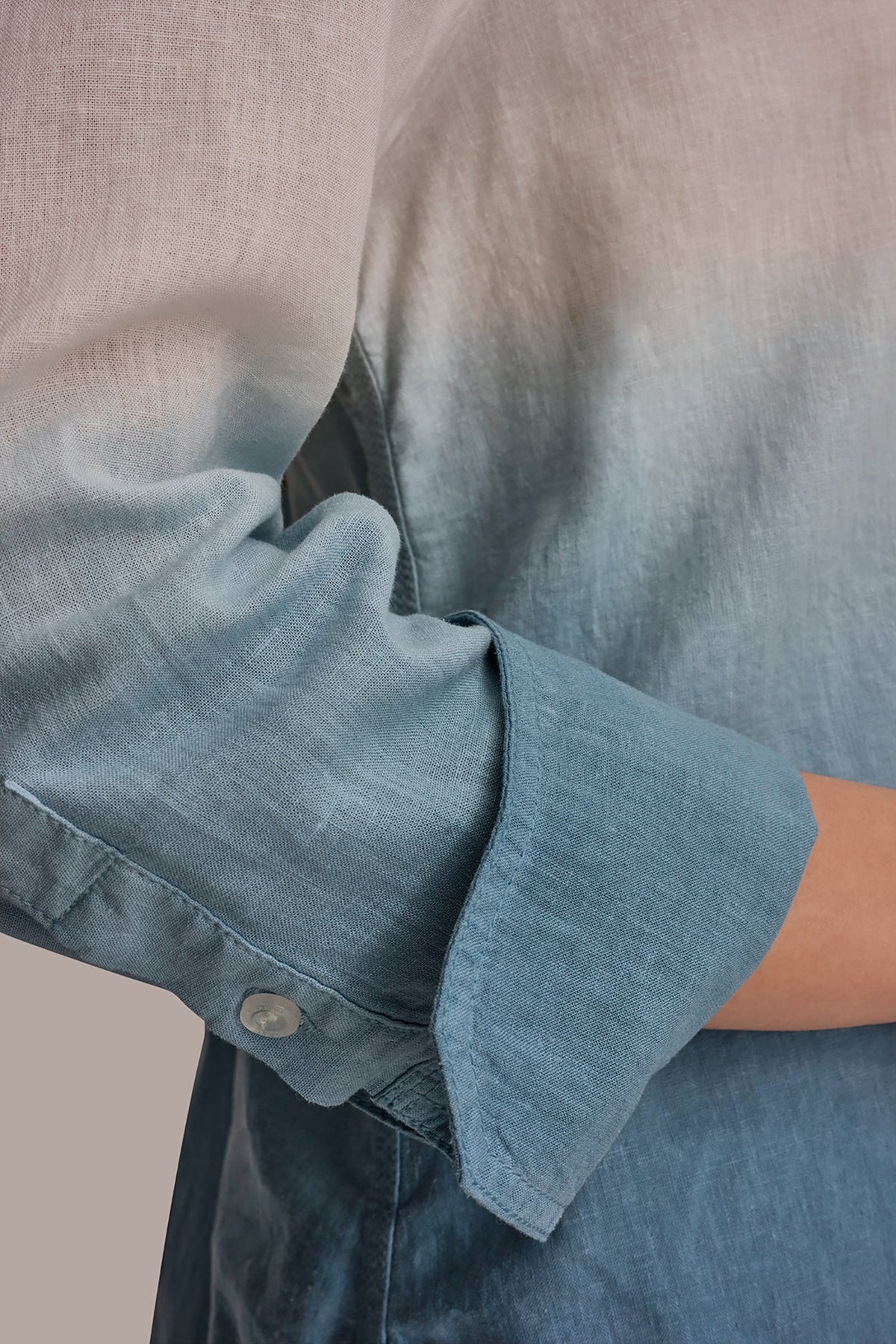 LINEN-BLEND DIP-DYED STRIPED SHIRT - Washed Indigo Dip Dye
