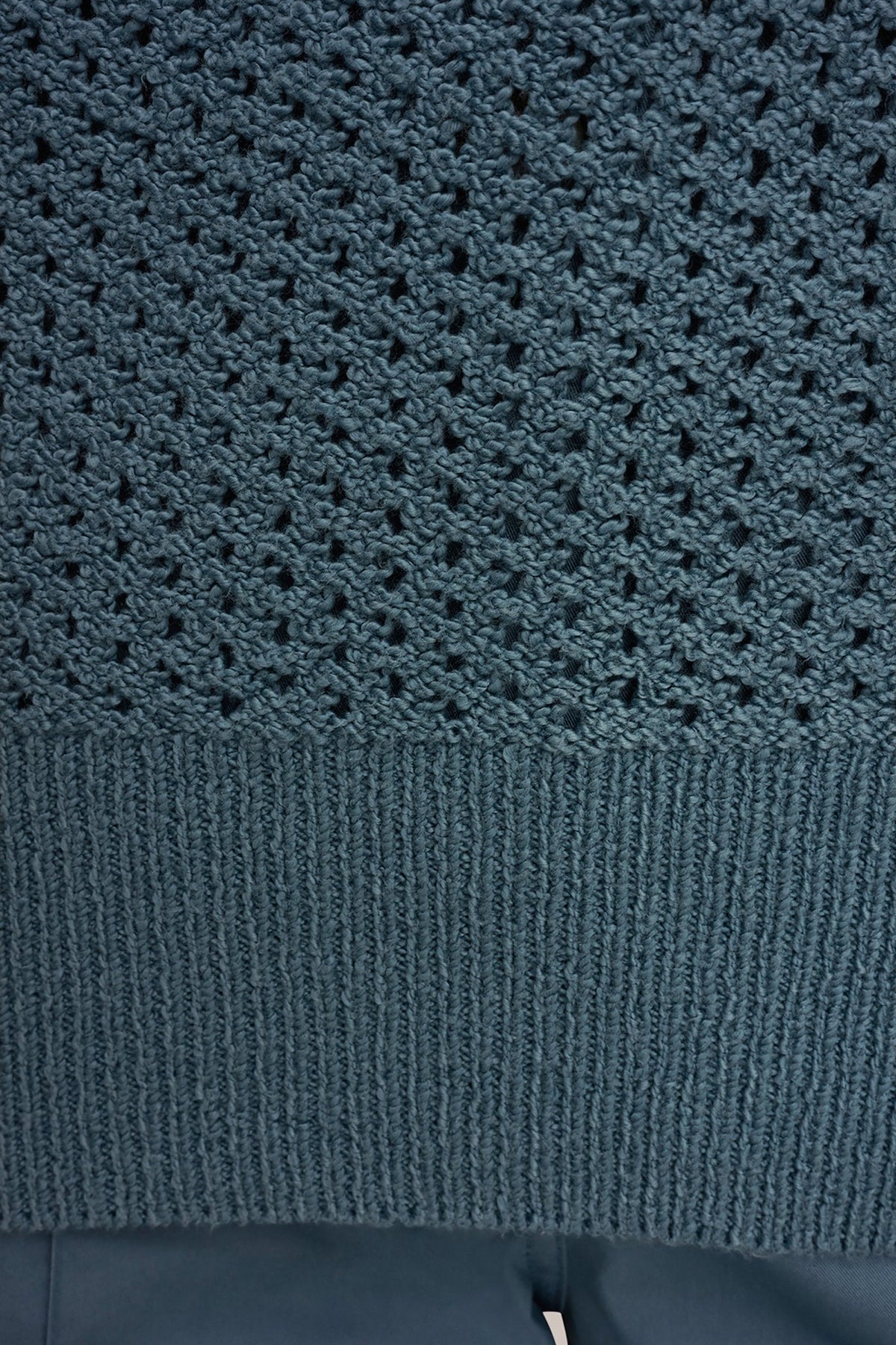 LONG SLEEVE OPEN STITCH SWEATER - Washed Indigo