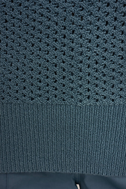 LONG SLEEVE OPEN STITCH SWEATER - Washed Indigo