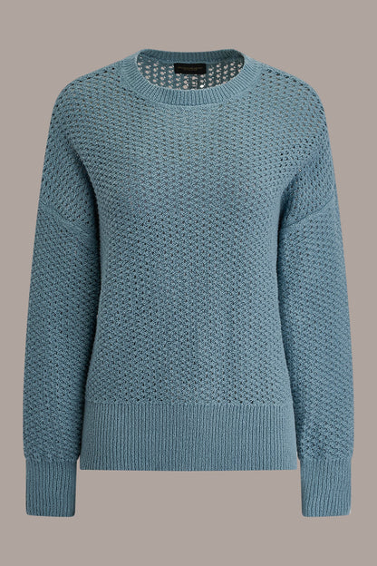 LONG SLEEVE OPEN STITCH SWEATER - Washed Indigo