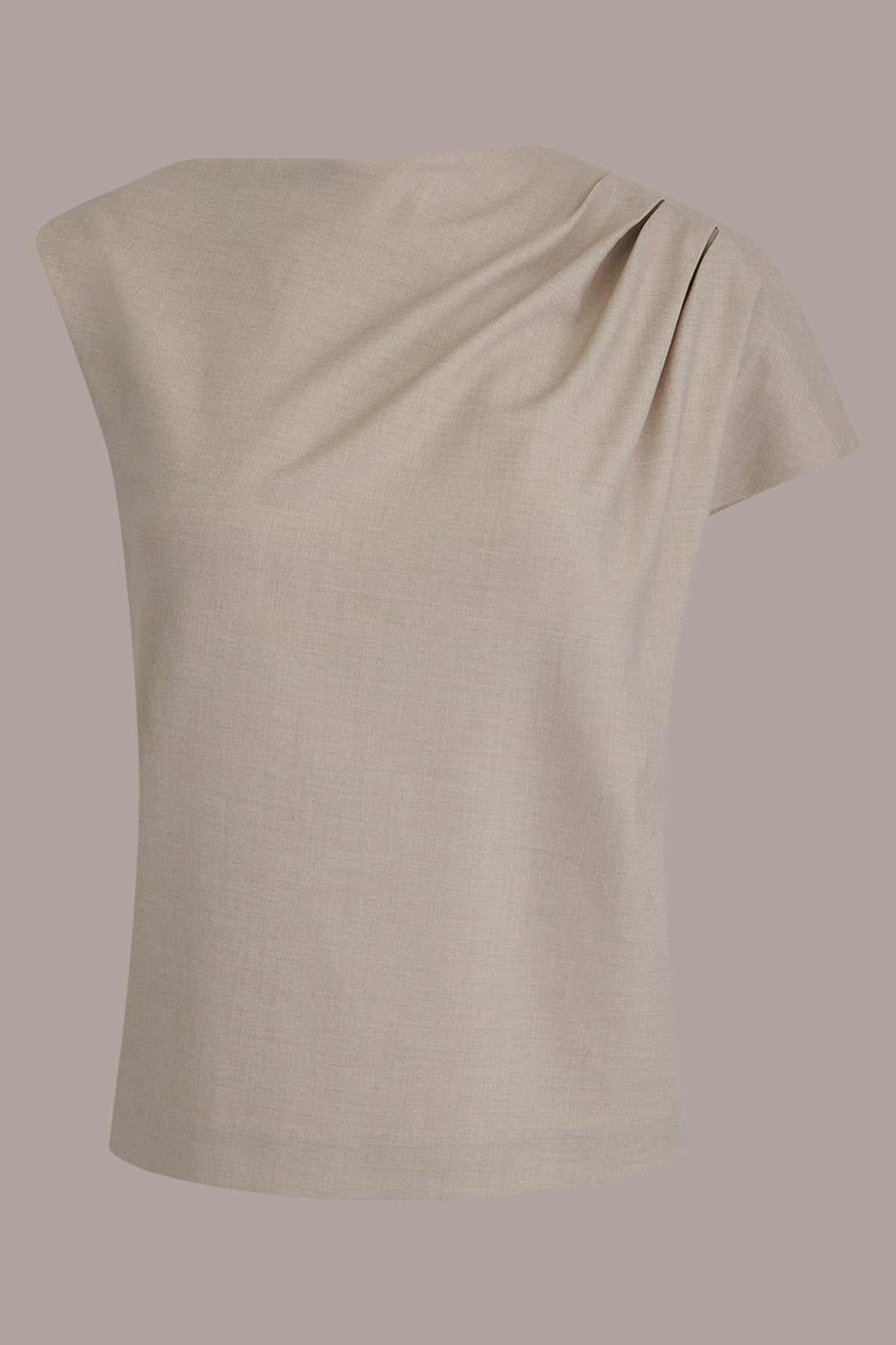 ASYMMETRIC DRAPE BLOUSE - Tuscan Grey