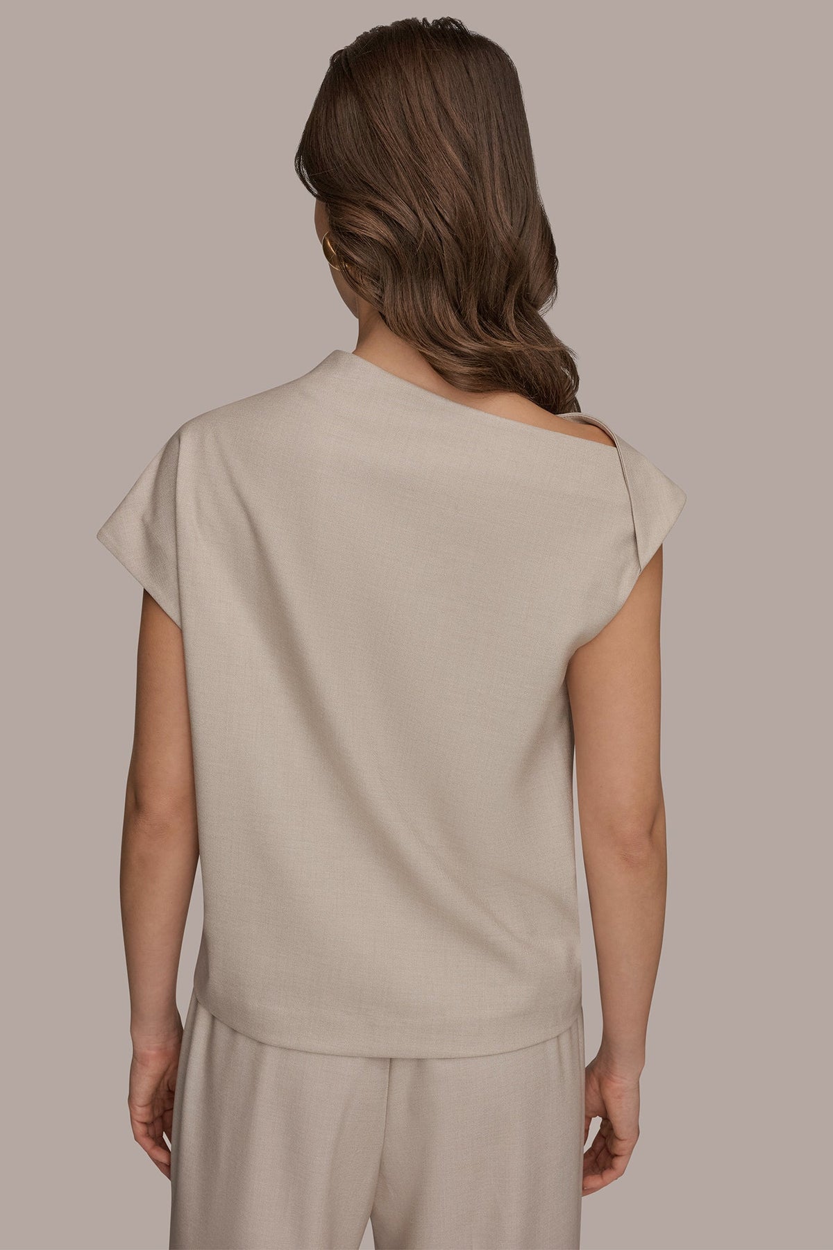 ASYMMETRIC DRAPE BLOUSE - Tuscan Grey