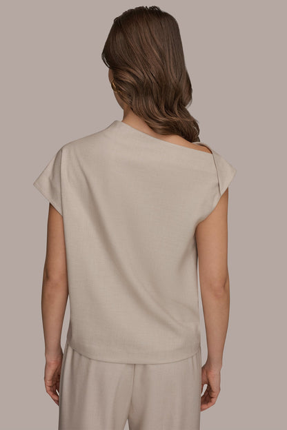 ASYMMETRIC DRAPE BLOUSE - Tuscan Grey