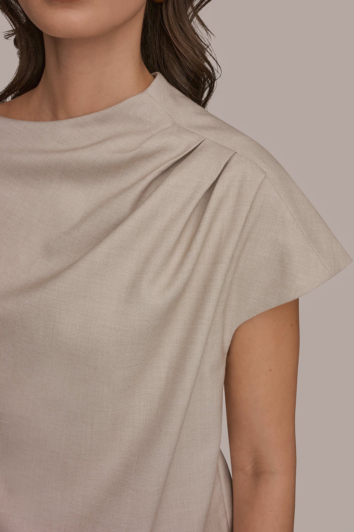 ASYMMETRIC DRAPE BLOUSE - Tuscan Grey