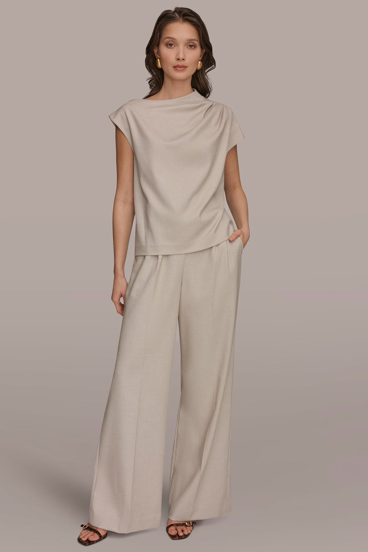 ASYMMETRIC DRAPE BLOUSE - Tuscan Grey