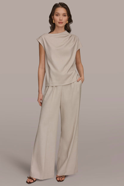 ASYMMETRIC DRAPE BLOUSE - Tuscan Grey
