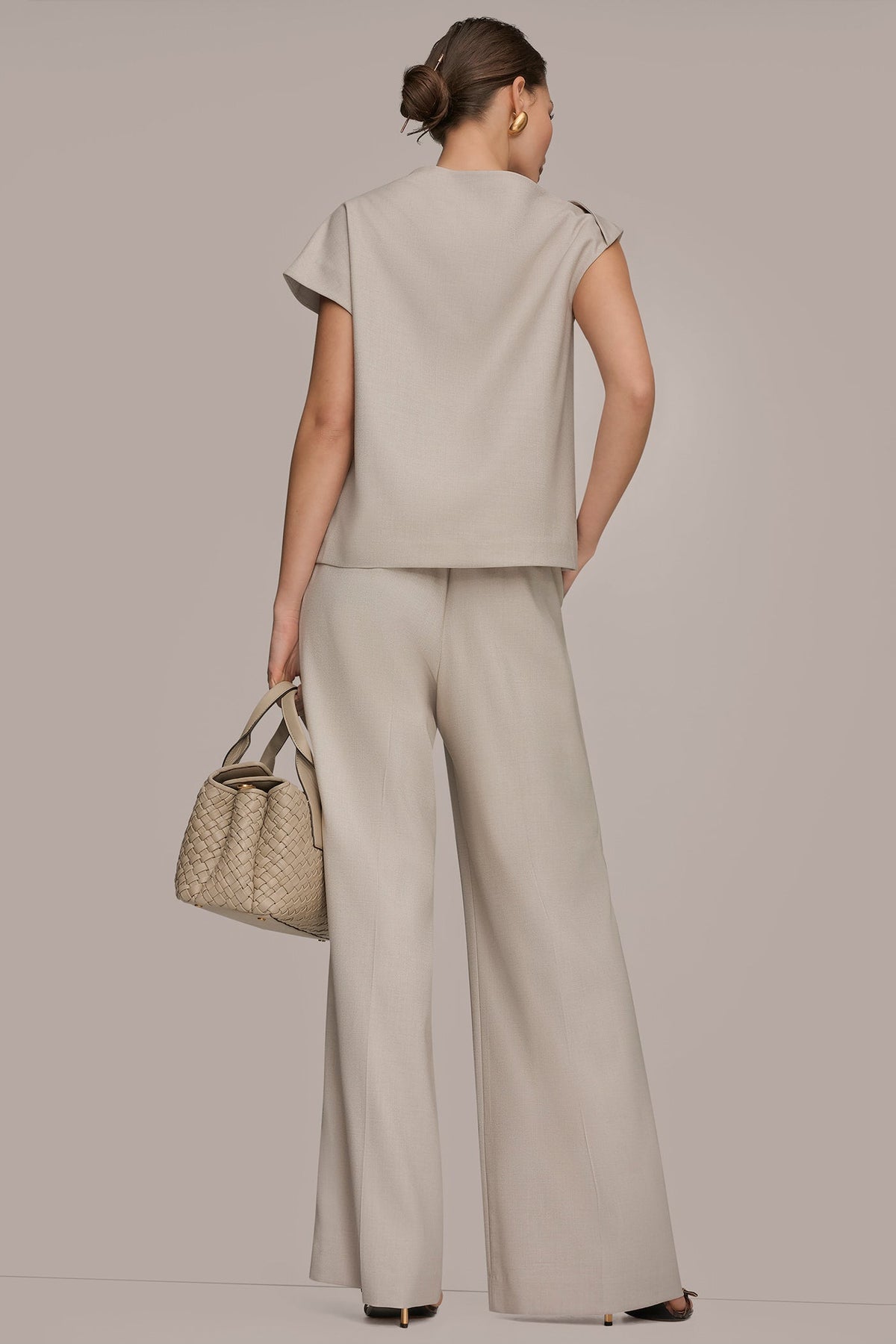 ASYMMETRIC DRAPE BLOUSE - Tuscan Grey