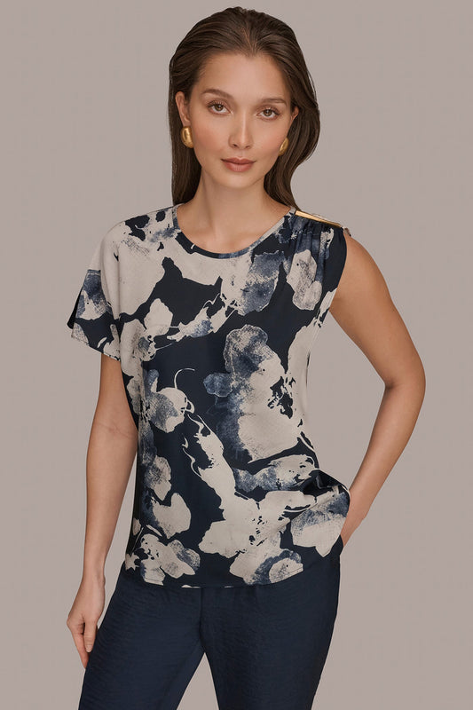 ASYMMETRICAL SHOULDER BLOUSE - Nightfall Multi
