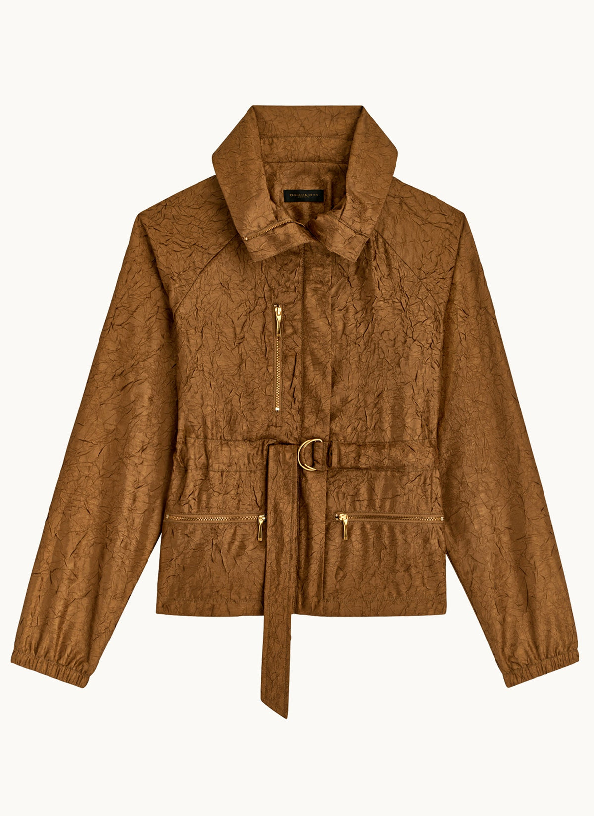 TEXTURE BELTED WRAP JACKET - Bronze