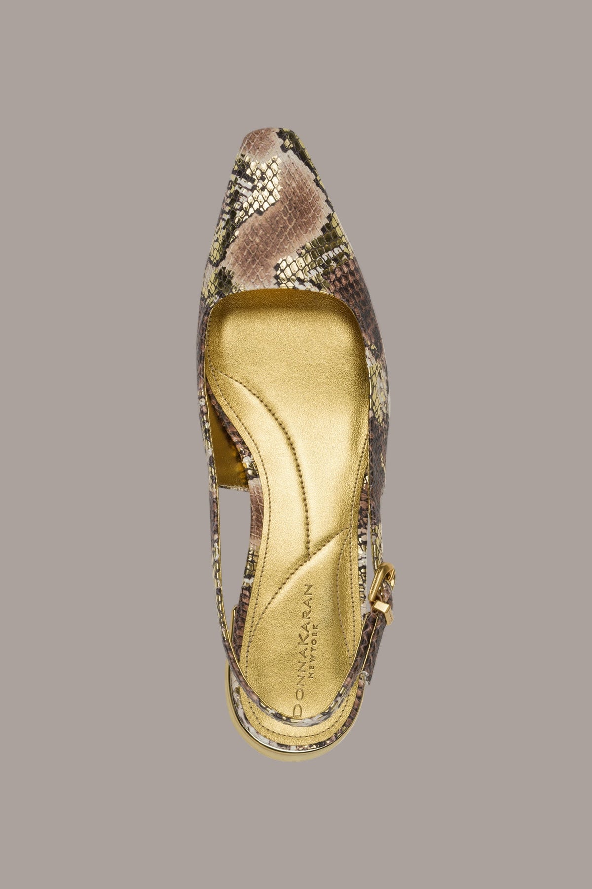 SAVITA POINTED SLINGBACK FLAT - Cognac/Gold