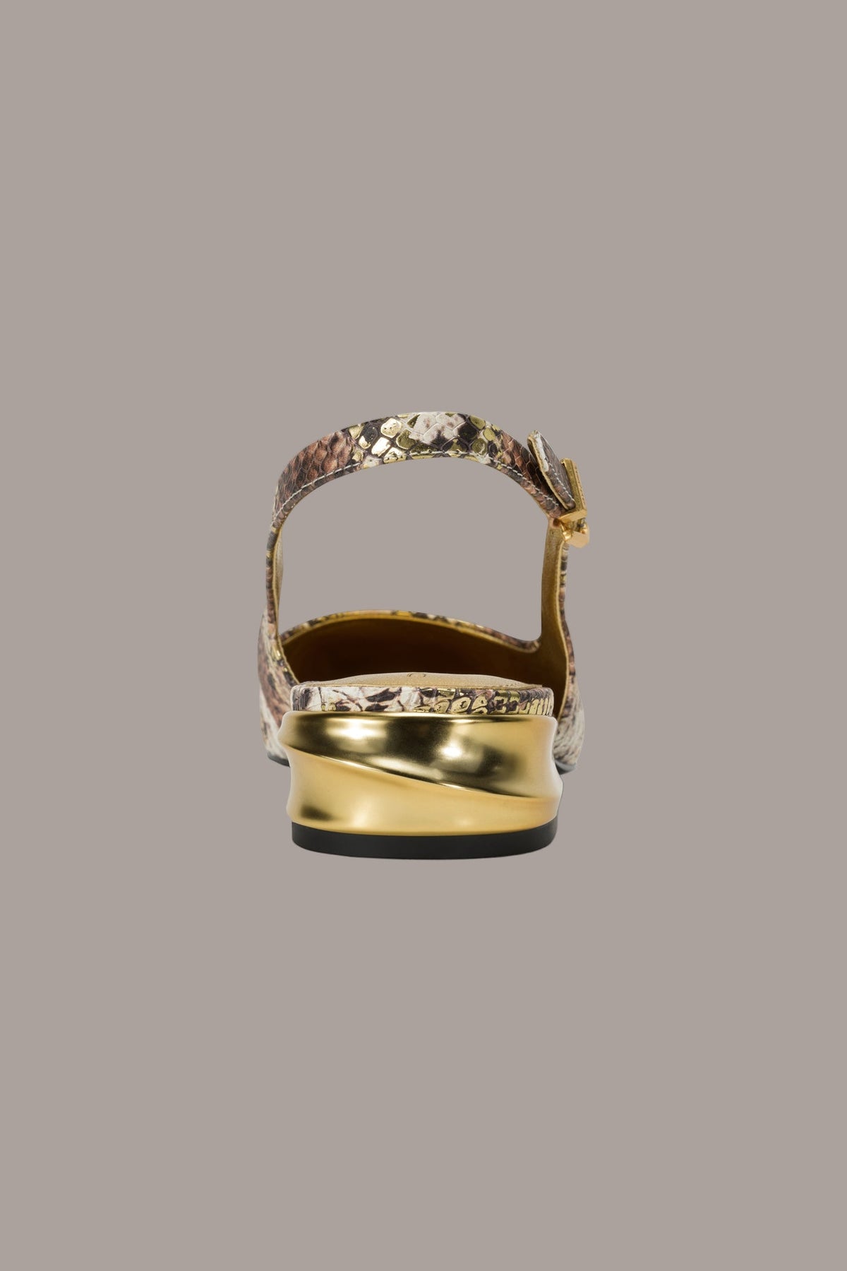SAVITA POINTED SLINGBACK FLAT - Cognac/Gold