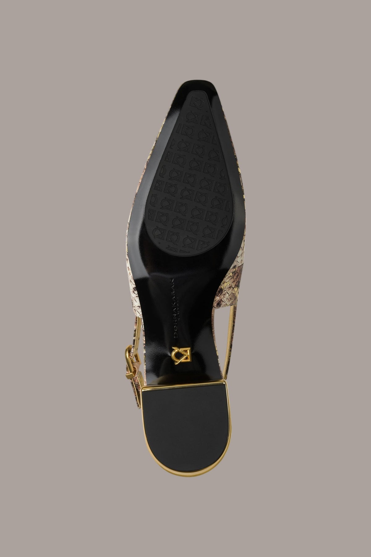 SAVITA POINTED SLINGBACK FLAT - Cognac/Gold