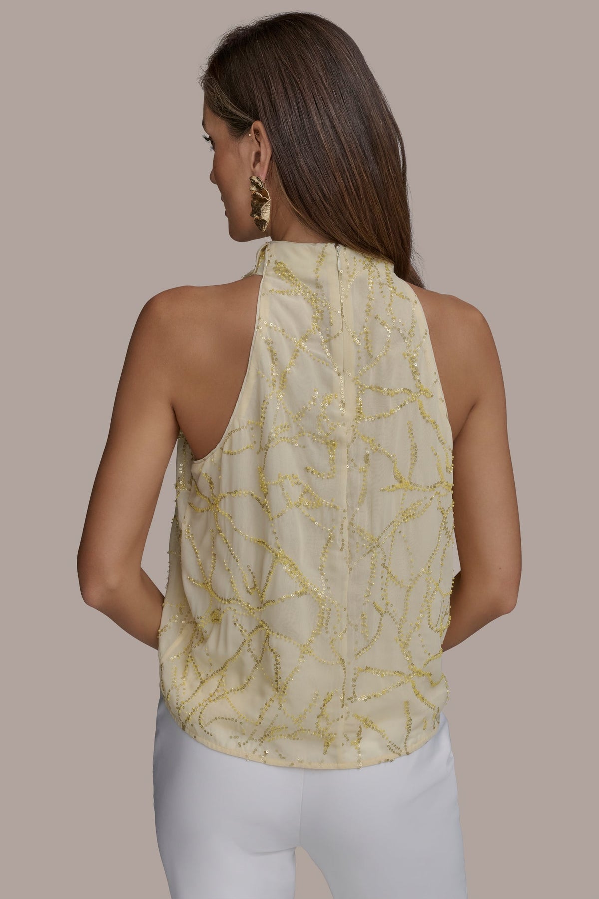 PLEAT SHOULDER HALTER - PANNA COTTA
