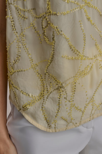 PLEAT SHOULDER HALTER - PANNA COTTA