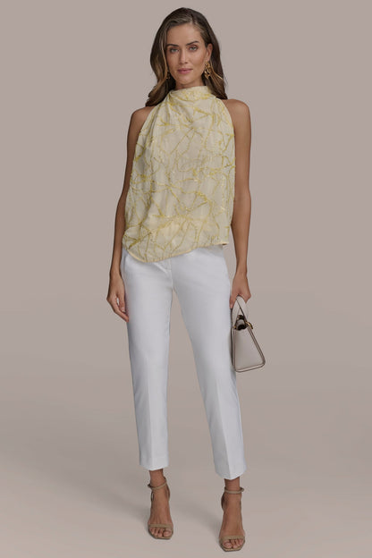 PLEAT SHOULDER HALTER - PANNA COTTA