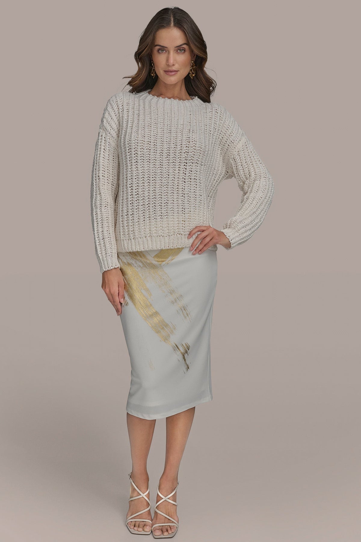 OPEN STITCH DOLMAN SWEATER - CREAM